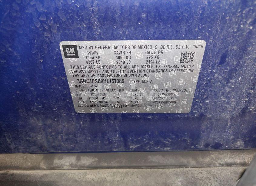 Photo 9 of 2017 Chevrolet Trax LT (VIN 3GNCJPSB9HL157386)