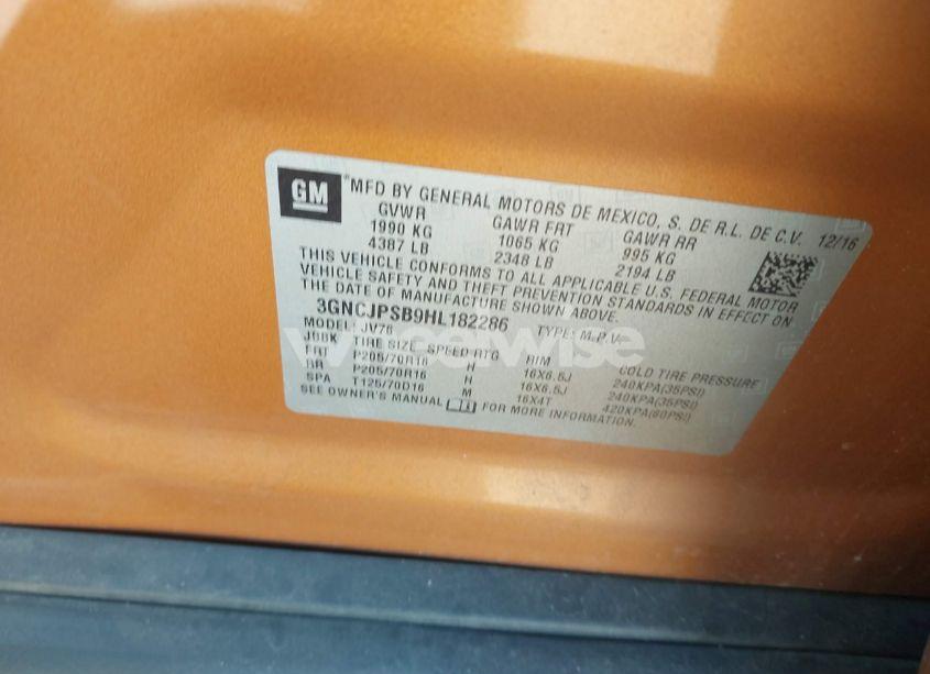 Photo 9 of 2017 Chevrolet Trax LT (VIN 3GNCJPSB9HL182286)