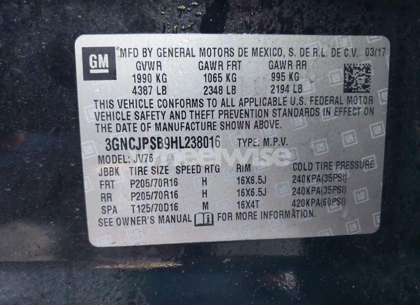 Photo 9 of 2017 Chevrolet Trax LT (VIN 3GNCJPSB9HL238016)