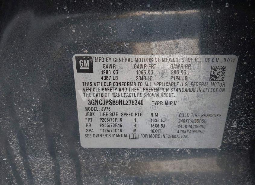 Photo 9 of 2017 Chevrolet Trax LT (VIN 3GNCJPSB9HL278340)