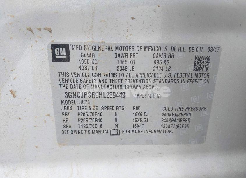 Photo 9 of 2017 Chevrolet Trax LT (VIN 3GNCJPSB9HL289449)