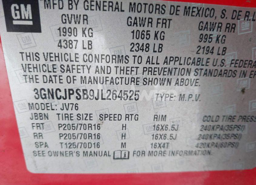 Photo 9 of 2018 Chevrolet Trax LT (VIN 3GNCJPSB9JL264525)