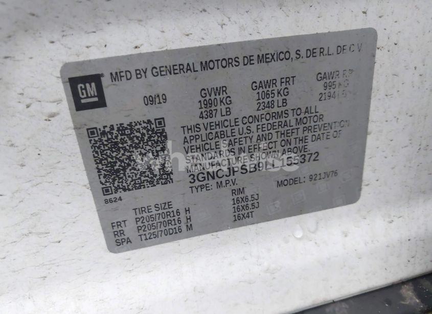 Photo 9 of 2020 Chevrolet Trax AWD LT (VIN 3GNCJPSB9LL155372)