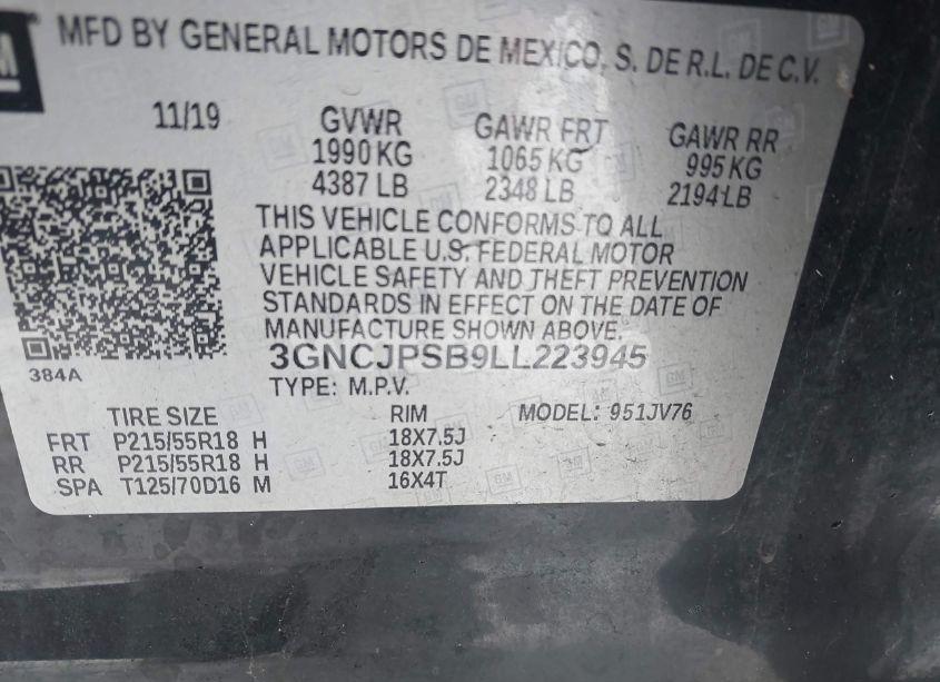 Photo 9 of 2020 Chevrolet Trax AWD LT (VIN 3GNCJPSB9LL223945)