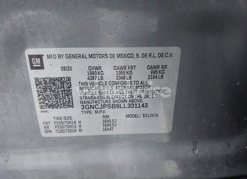 Photo 9 of 2020 Chevrolet Trax AWD LT (VIN 3GNCJPSB9LL331143)