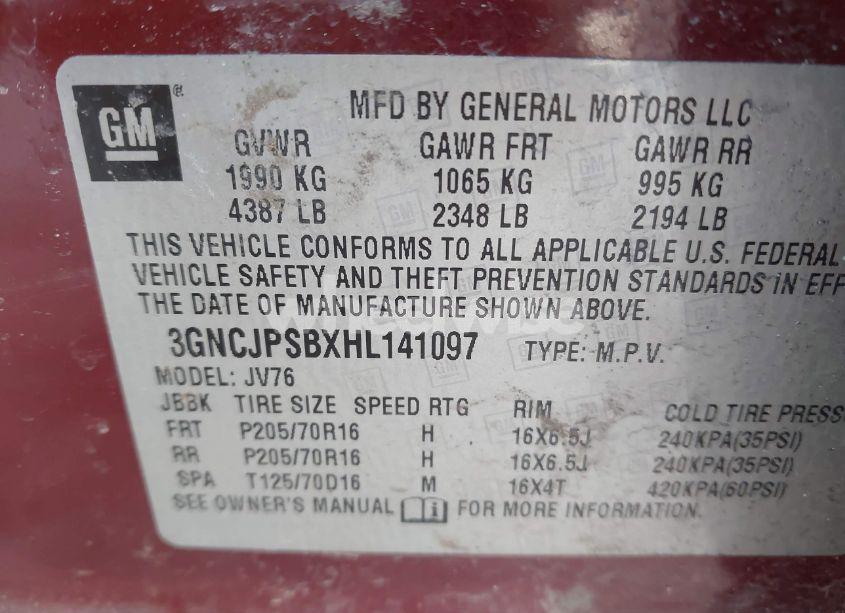 Photo 9 of 2017 Chevrolet Trax LT (VIN 3GNCJPSBXHL141097)