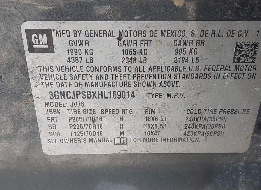 Photo 9 of 2017 Chevrolet Trax LT (VIN 3GNCJPSBXHL169014)