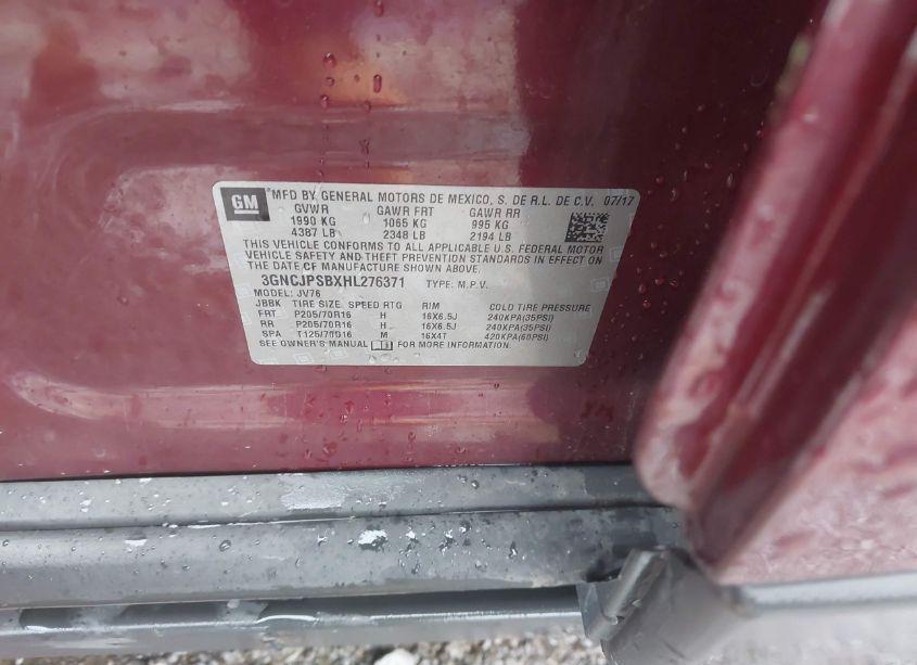 Photo 9 of 2017 Chevrolet Trax LT (VIN 3GNCJPSBXHL276371)