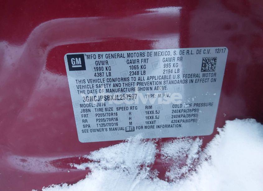 Photo 9 of 2018 Chevrolet Trax LT (VIN 3GNCJPSBXJL257597)