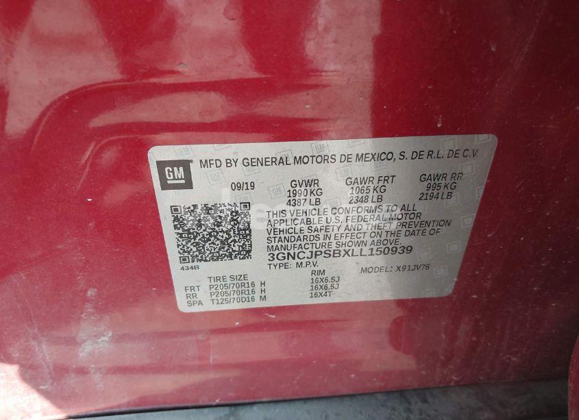 Photo 9 of 2020 Chevrolet Trax AWD LT (VIN 3GNCJPSBXLL150939)