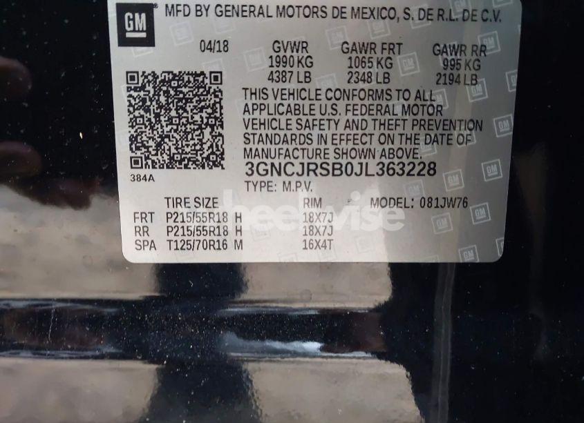 Photo 9 of 2018 Chevrolet Trax PREMIER (VIN 3GNCJRSB0JL363228)