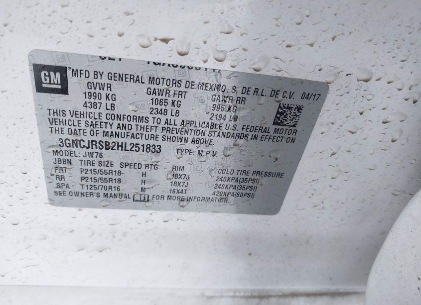 Photo 9 of 2017 Chevrolet Trax PREMIER (VIN 3GNCJRSB2HL251833)