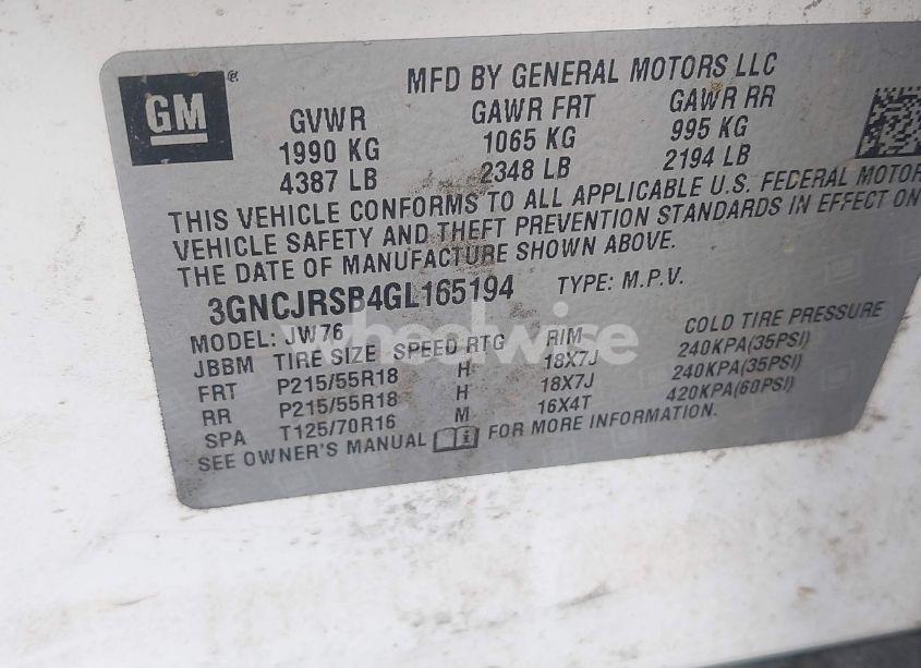 Photo 9 of 2016 Chevrolet Trax LTZ (VIN 3GNCJRSB4GL165194)