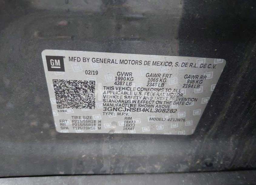 Photo 9 of 2019 Chevrolet Trax PREMIER (VIN 3GNCJRSB4KL308282)