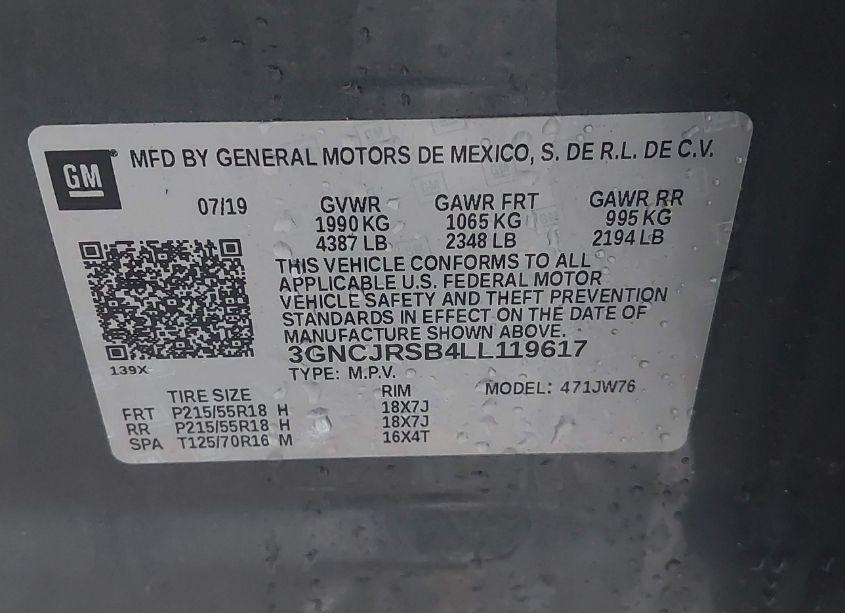 Photo 9 of 2020 Chevrolet Trax AWD PREMIER (VIN 3GNCJRSB4LL119617)