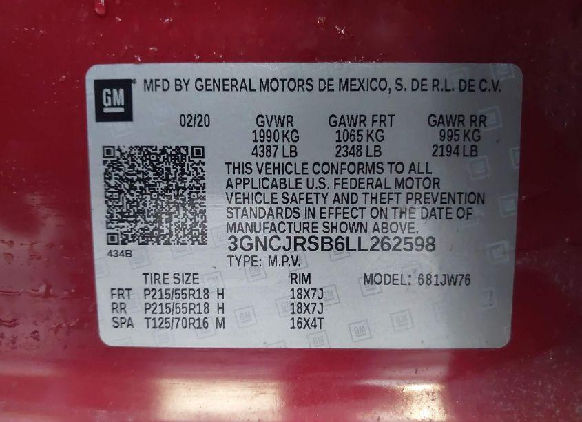 Photo 9 of 2020 Chevrolet Trax AWD PREMIER (VIN 3GNCJRSB6LL262598)