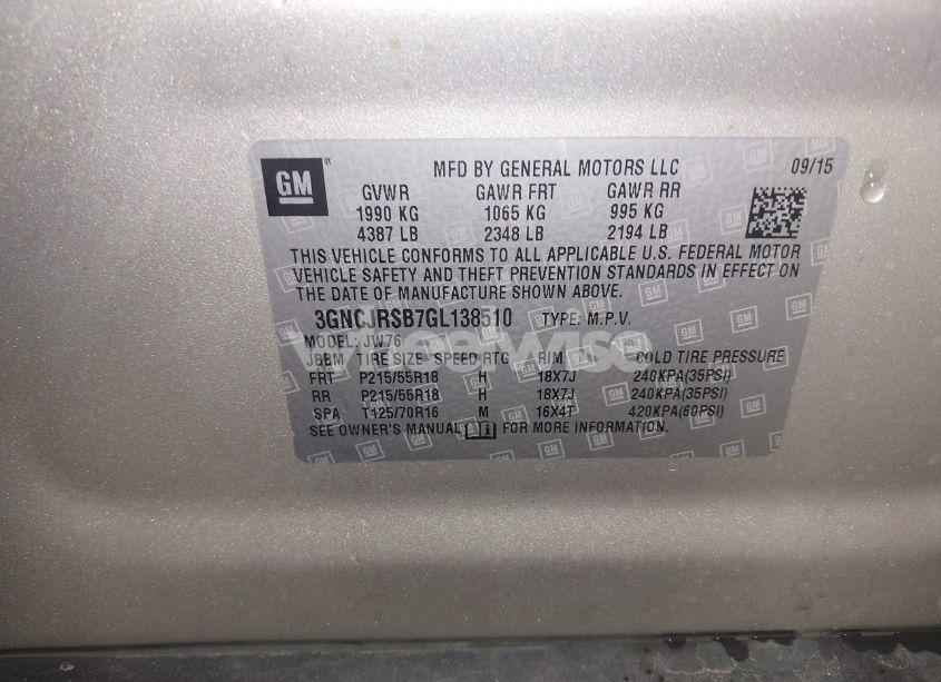 Photo 9 of 2016 Chevrolet Trax LTZ (VIN 3GNCJRSB7GL138510)