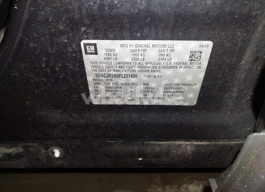 Photo 9 of 2015 Chevrolet Trax LT (VIN 3GNCJRSB8FL221488)