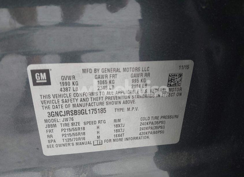 Photo 9 of 2016 Chevrolet Trax LTZ (VIN 3GNCJRSB9GL175185)