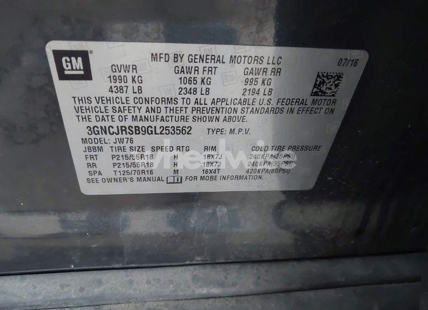 Photo 9 of 2016 Chevrolet Trax LTZ (VIN 3GNCJRSB9GL253562)