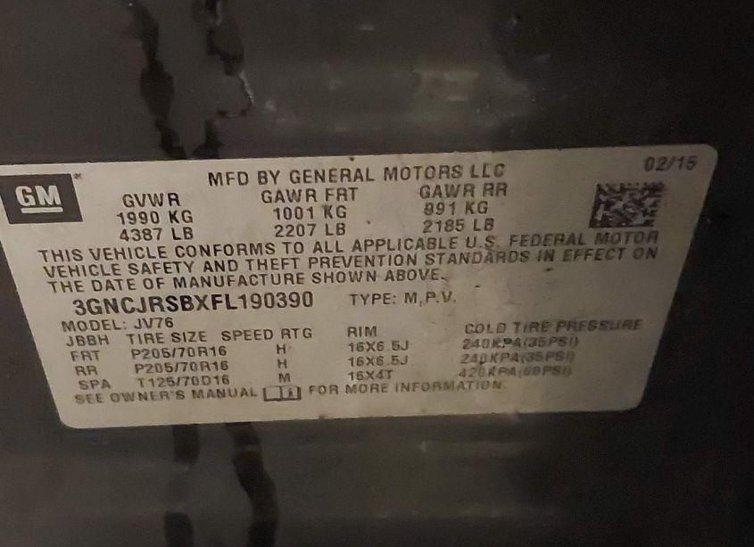 Photo 9 of 2015 Chevrolet Trax LT (VIN 3GNCJRSBXFL190390)