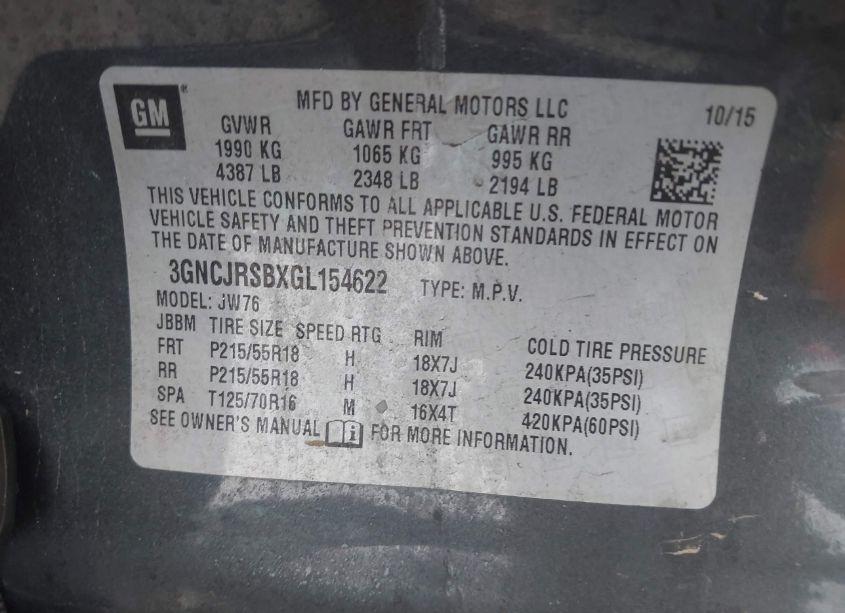 Photo 9 of 2016 Chevrolet Trax LTZ (VIN 3GNCJRSBXGL154622)