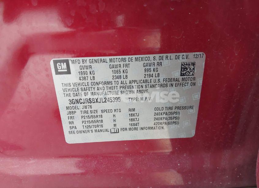 Photo 9 of 2018 Chevrolet Trax PREMIER (VIN 3GNCJRSBXJL245395)