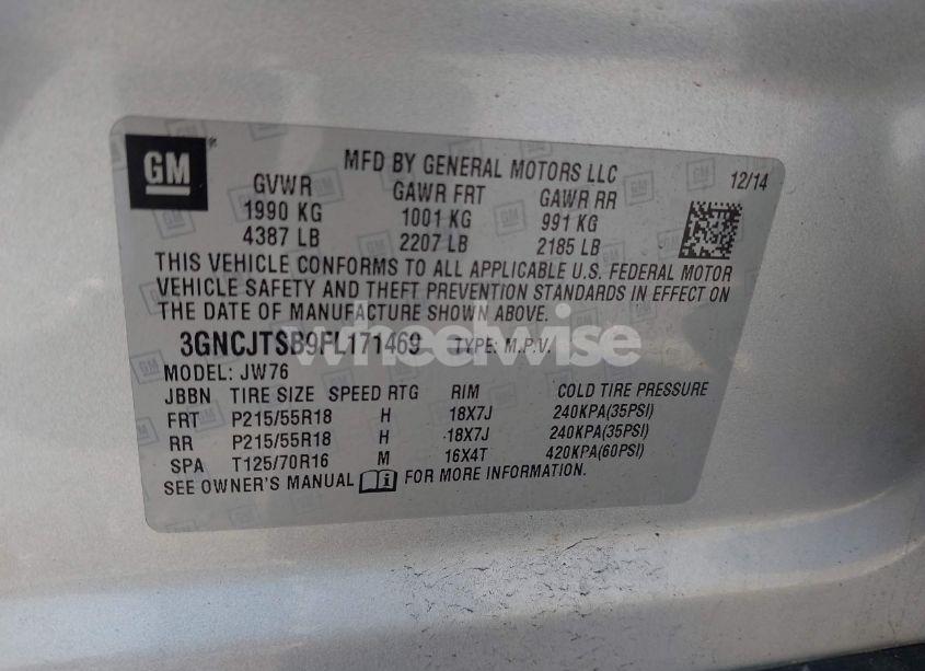 Photo 9 of 2015 Chevrolet Trax LTZ (VIN 3GNCJTSB9FL171469)