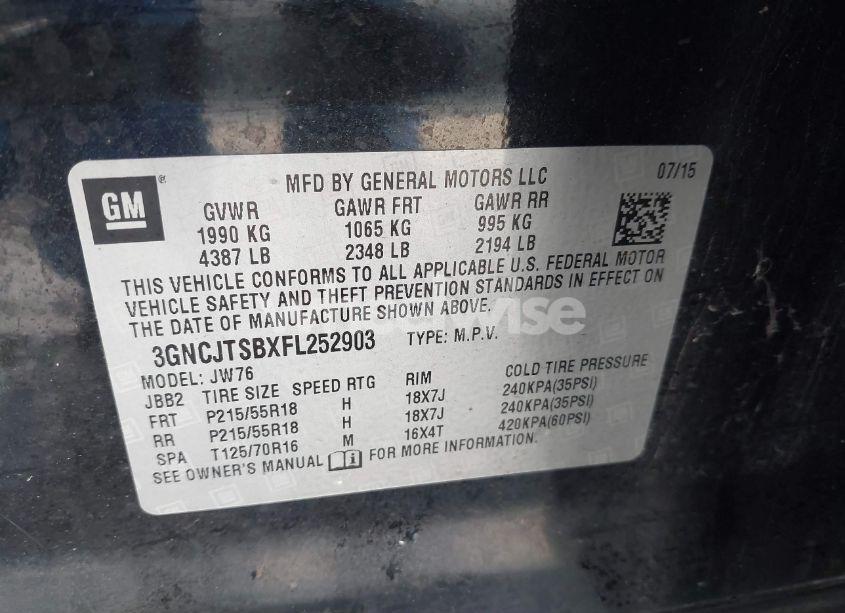 Photo 9 of 2015 Chevrolet Trax LTZ (VIN 3GNCJTSBXFL252903)