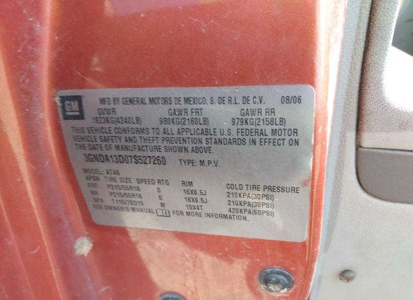 Photo 9 of 2007 Chevrolet Hhr LS (VIN 3GNDA13D07S527260)