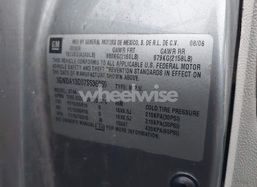 Photo 9 of 2007 Chevrolet Hhr LS (VIN 3GNDA13D07S536069)