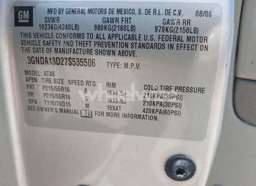 Photo 9 of 2007 Chevrolet Hhr LS (VIN 3GNDA13D27S535506)