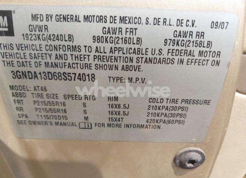 Photo 9 of 2008 Chevrolet Hhr LS (VIN 3GNDA13D68S574018)