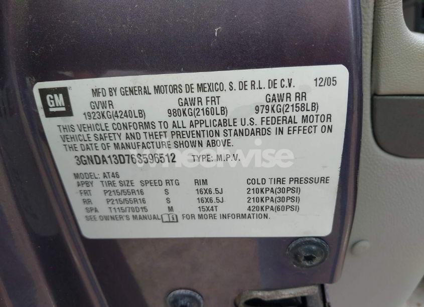 Photo 9 of 2006 Chevrolet Hhr LS (VIN 3GNDA13D76S596512)