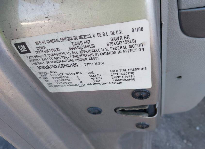 Photo 9 of 2006 Chevrolet Hhr LS (VIN 3GNDA13D76S605189)