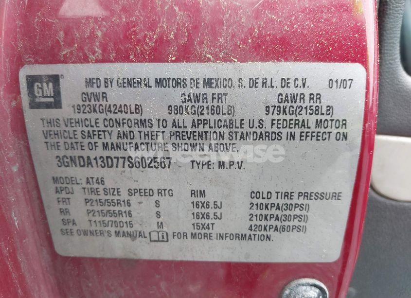 Photo 9 of 2007 Chevrolet Hhr LS (VIN 3GNDA13D77S602567)