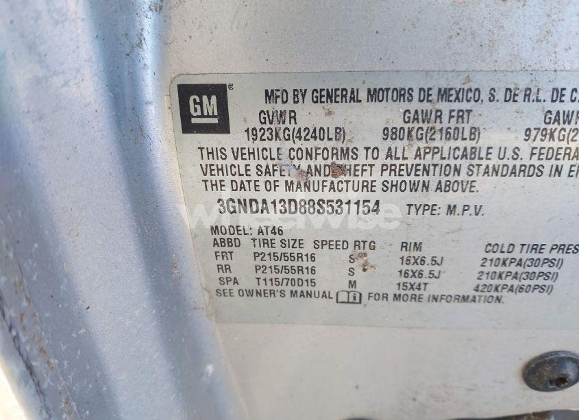 Photo 9 of 2008 Chevrolet Hhr LS (VIN 3GNDA13D88S531154)