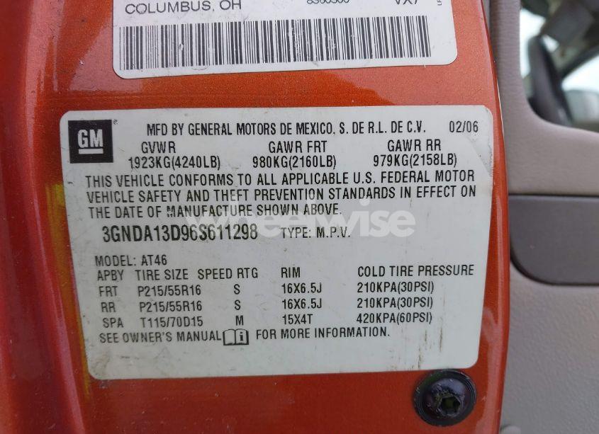 Photo 9 of 2006 Chevrolet Hhr LS (VIN 3GNDA13D96S611298)