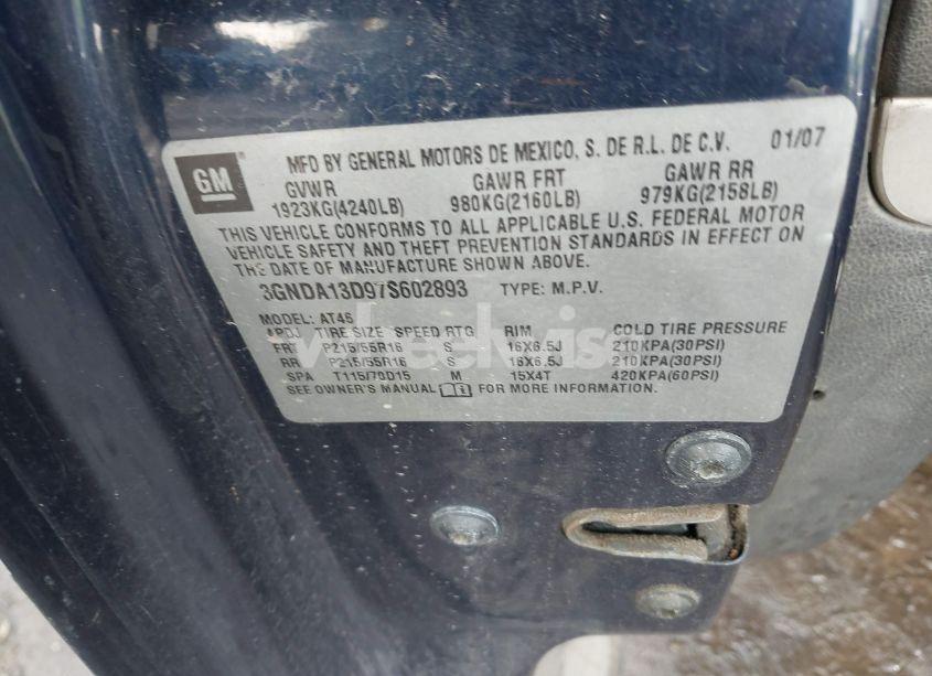 Photo 9 of 2007 Chevrolet Hhr LS (VIN 3GNDA13D97S602893)