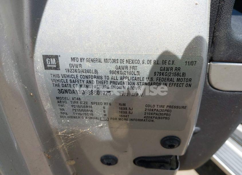 Photo 9 of 2008 Chevrolet Hhr LS (VIN 3GNDA13D98S600725)