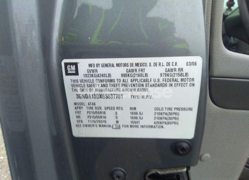 Photo 9 of 2006 Chevrolet Hhr LS (VIN 3GNDA13DX6S637781)