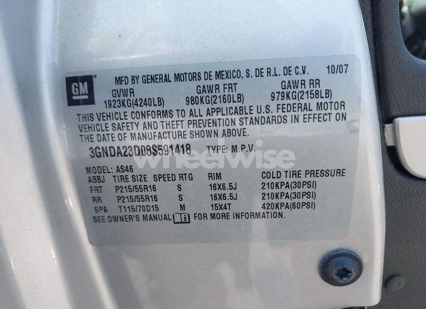 Photo 9 of 2008 Chevrolet Hhr LT (VIN 3GNDA23D08S591418)