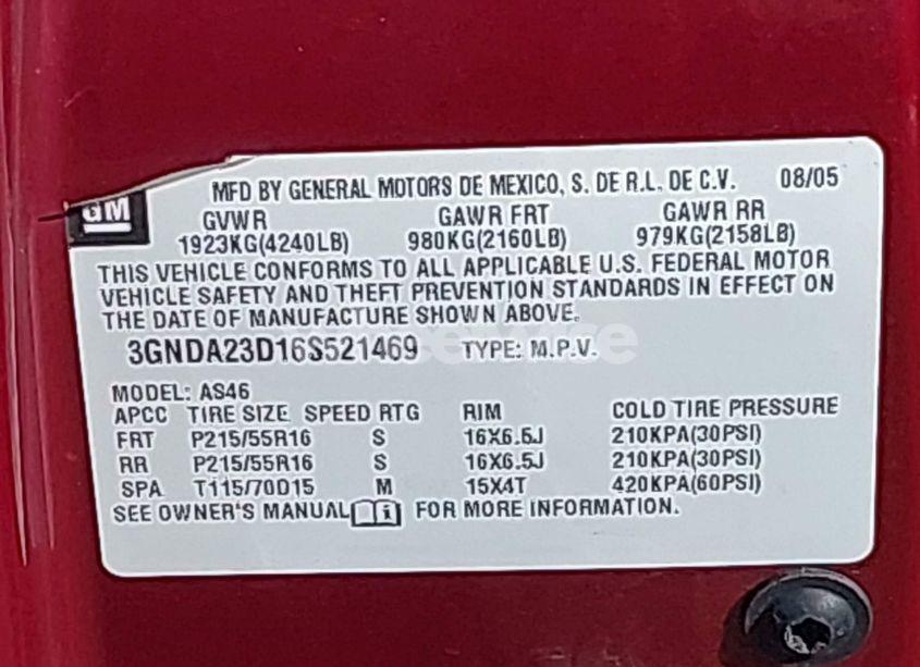 Photo 9 of 2006 Chevrolet Hhr LT (VIN 3GNDA23D16S521469)