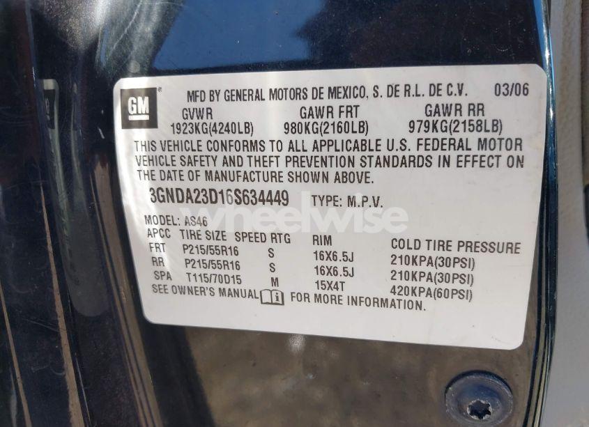 Photo 9 of 2006 Chevrolet Hhr LT (VIN 3GNDA23D16S634449)