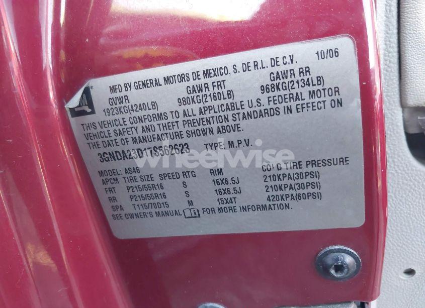 Photo 9 of 2007 Chevrolet Hhr LT (VIN 3GNDA23D17S562623)