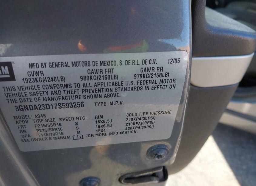 Photo 9 of 2007 Chevrolet Hhr LT (VIN 3GNDA23D17S593256)