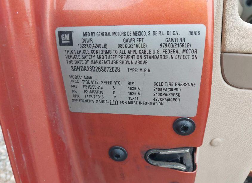 Photo 9 of 2006 Chevrolet Hhr LT (VIN 3GNDA23D26S672028)