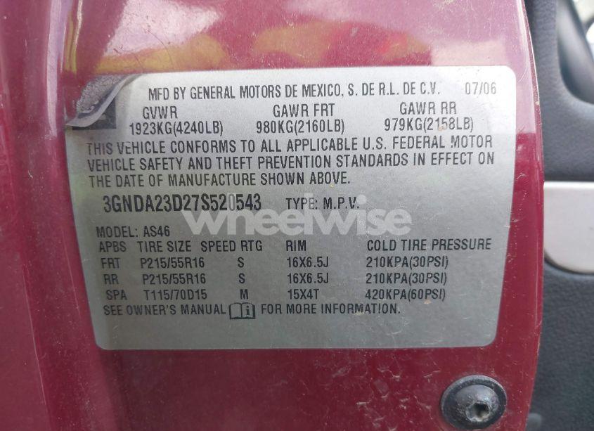 Photo 9 of 2007 Chevrolet Hhr LT (VIN 3GNDA23D27S520543)