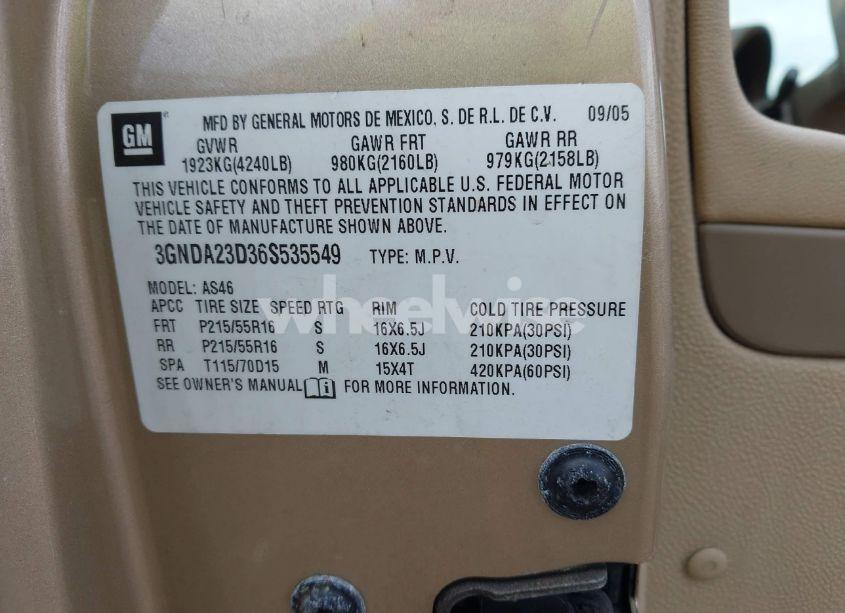 Photo 9 of 2006 Chevrolet Hhr LT (VIN 3GNDA23D36S535549)