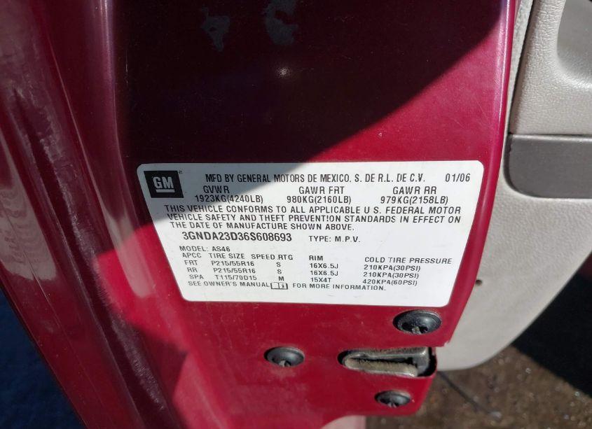 Photo 9 of 2006 Chevrolet Hhr LT (VIN 3GNDA23D36S608693)